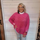 Distressed and Textured Pullover Sweater