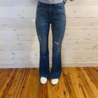 Kathy-High Waisted Contrast Wash Destroy Flare