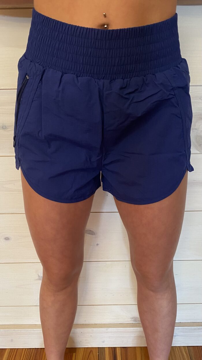 Windbreaker Smocked Waistband Running Shorts With Side Zipper Pocket Windbreaker Smocked Waistband Running Shorts With Side Zipper Pocket