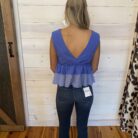 Surplice Babydoll Top with Striped Contrast Bottom Panel