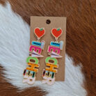 U Shape Pencil Wood Drop Earrings