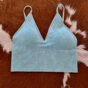 Washed Ribbed Bra Padded Tank Top with Adjustable Spaghetti Straps