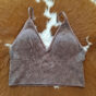 Washed Ribbed Bra Padded Tank Top with Adjustable Spaghetti Straps