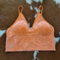Washed Ribbed Bra Padded Tank Top with Adjustable Spaghetti Straps