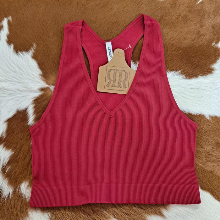 Ribbed Cropped Racerback Tank Top Ribbed Cropped Racerback Tank Top