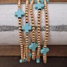 Beaded Stretch Bracelets with Crosses