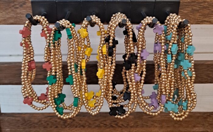 Beaded Stretch Bracelets with Crosses Beaded Stretch Bracelets with Crosses