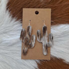 Genuine Cowhide Cactus Dangling Earrings