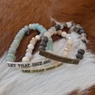 Sassy Sayings Natural Stone and Crystal Beaded Stretch Bracelets