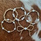 Bow Knot Pearl Beaded Multi Layered Bracelet Set