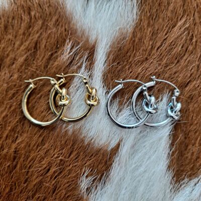 18K Waterproof Non-Tarnish Stainless Steel  Knot Hoop Earrings