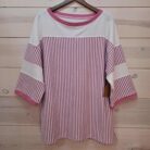 Stripe Patchwork 3/4 Sleeve Top