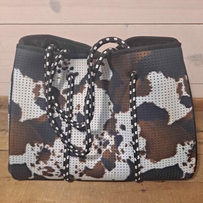 Large Waterproof, Washable Cowhide Print Tote with Wristlet