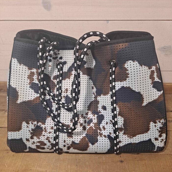 Large Waterproof, Washable Cowhide Print Tote with Wristlet
