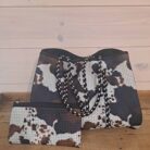Large Waterproof, Washable Cowhide Print Tote with Wristlet