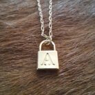 18K Gold Plated Lock Pendant Necklace with Engraved Initial