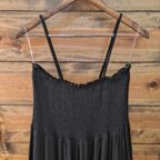 Square Neck Smocked Bodice Tiered Ruffle Hem Midi