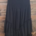 Square Neck Smocked Bodice Tiered Ruffle Hem Midi