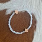 Duel Cross Accent Beaded Stretch Bracelet