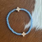 Duel Cross Accent Beaded Stretch Bracelet