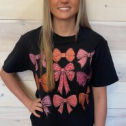 100% Cotton Sparkle Bow Graphic Tee