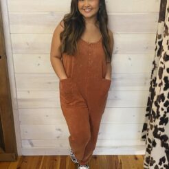 Washed Spaghetti Straps Overalls with Pockets