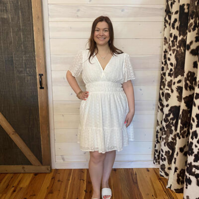 Eyelet Elastic Waist Tiered Dress