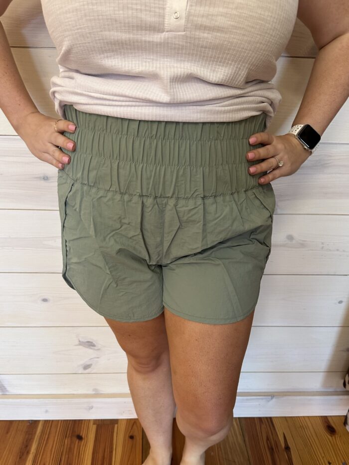 Windbreaker Smocked Waistband Running Shorts with Mesh Waist Pocket Windbreaker Smocked Waistband Running Shorts with Mesh Waist Pocket