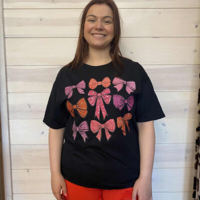 100% Cotton Sparkle Bow Graphic Tee