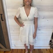 Eyelet Elastic Waist Tiered Dress