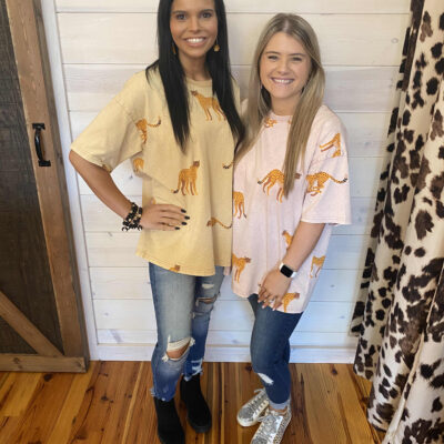 Cheetah Print Washed Cotton Jersey Top