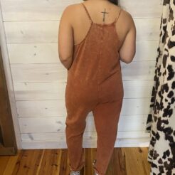 Washed Spaghetti Straps Overalls with Pockets