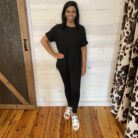 Brushed DTY Microfiber Short Sleeve Round Neck Hi Low Hem Loungewear Set