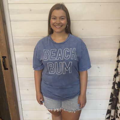 Beach Bum  100% Premium Cotton Mineral Washed Tee