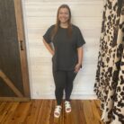 Brushed DTY Microfiber Short Sleeve Round Neck Hi Low Hem Loungewear Set