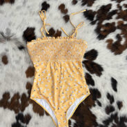 Smocked Bust Printed One-Piece Swimwear
