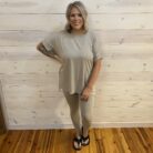 Brushed DTY Microfiber Short Sleeve Round Neck Hi Low Hem Loungewear Set