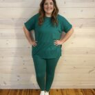 Brushed DTY Microfiber Short Sleeve Round Neck Hi Low Hem Loungewear Set