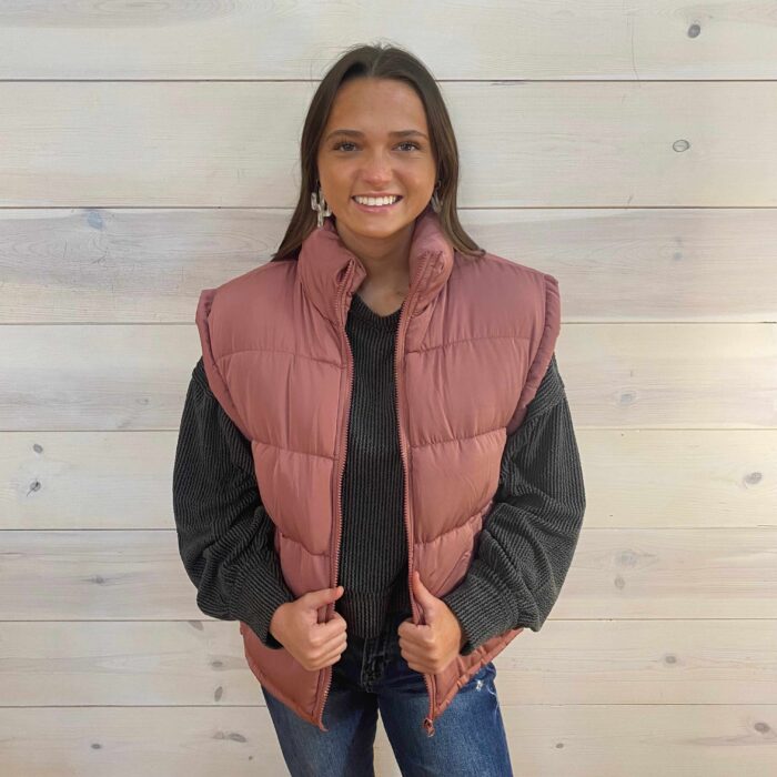 High Neck Casual Comfy Puffer Vest with Side Pockets