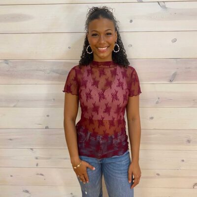 Lace See-Through Layering Short Sleeve Top