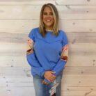 Exposed Seam Floral Mixed Patchwork Released Top