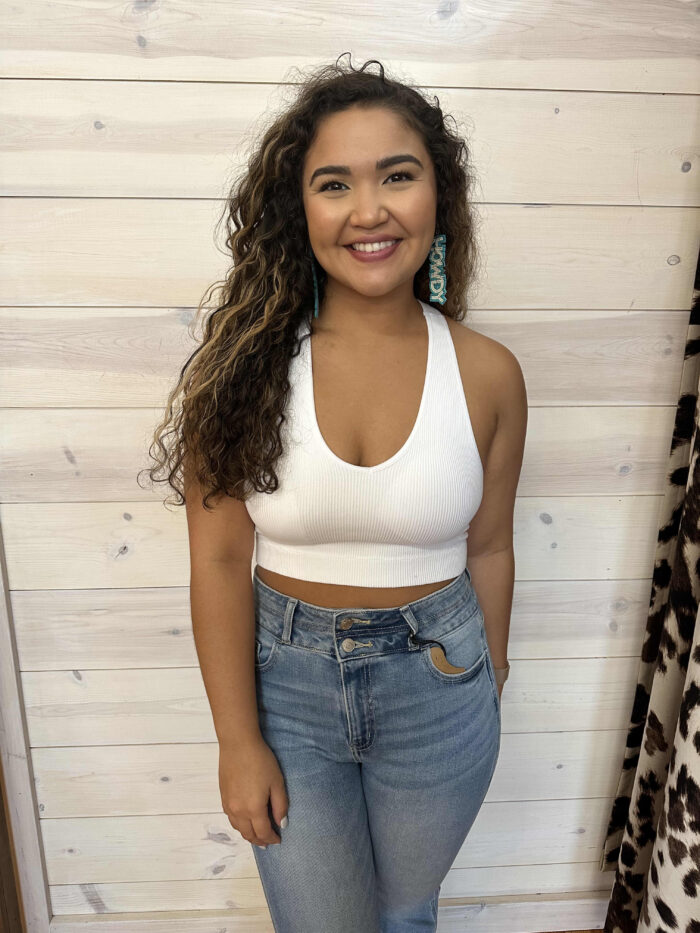 Ribbed Cropped Racerback Tank Top