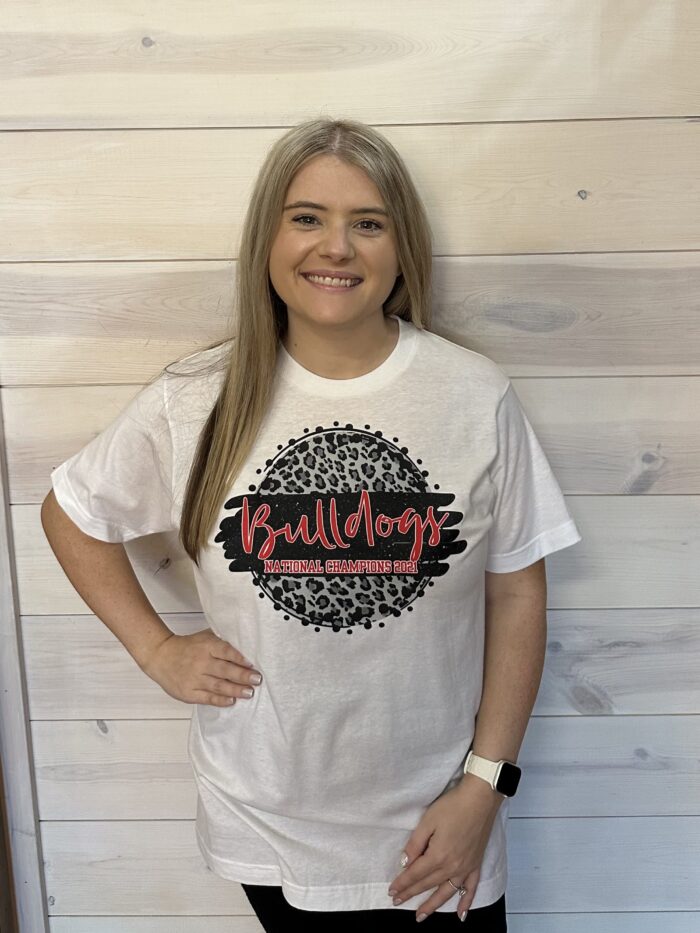 Georgia Bulldog National 2021 Championship Leopard Circle Graphic Tee