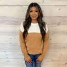 Color Block Ribbed Trim Round Neck Sweater