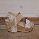Animal Print Footbed Wedge with Elastic Straps – Nude Combo, 8
