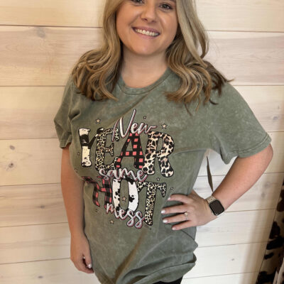 New Year Same Hot Mess Mineral Wash Graphic Tee