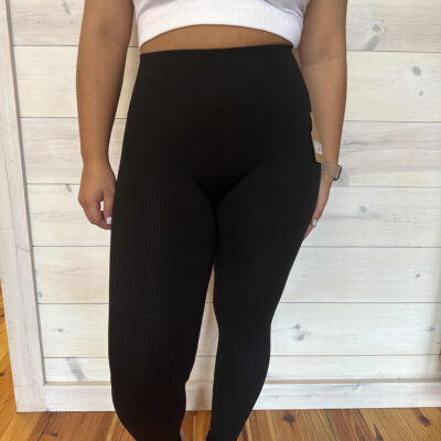 Ribbed Seamless High Waisted Full Length Leggings