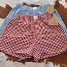 Plaid Gingham Printed High Waist Shorts With Pockets