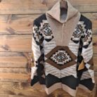 Aztec Knitted Long Sleeve Pullover Half Zip Neck Sweater