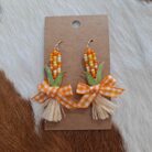 Thanksgiving Corn Bead Raffle Tassel Hook Earrings